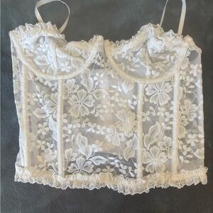 Signature White Lace Mesh Bustier